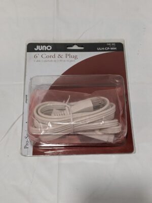 Juno Lighting 6’ Cord And Plug Connector 3-Wire White ULH-CP-WH