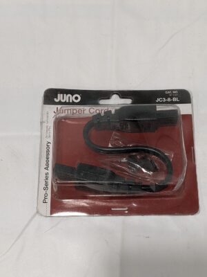 Juno 8" Jumper Cord, 3-Wire, Black Finish JC3-8-BL