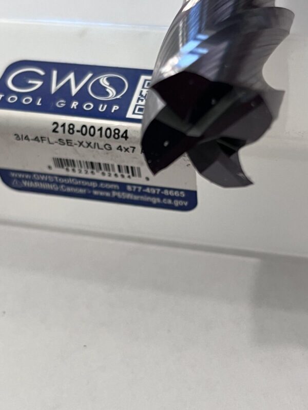 GWS 3/4 Dia, 4 LOC, 7 OAL, 4-Flt, Carbide Square End Mill- Single End