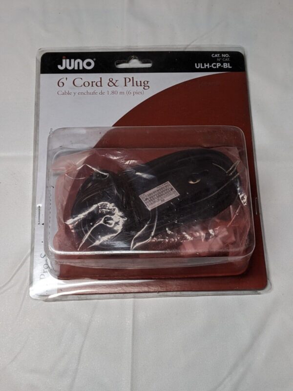 Juno Lighting 6’ Cord And Plug Connector 3-Wire Black ULH-CP-BL