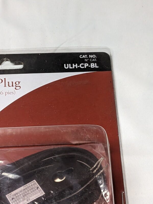 Juno Lighting 6’ Cord And Plug Connector 3-Wire Black ULH-CP-BL