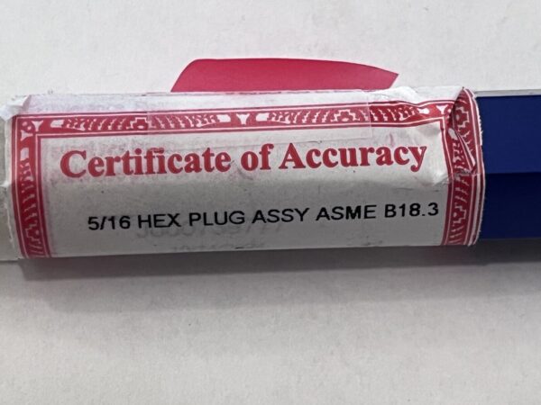 Vermont Gage Hex Plug Gage: 5/16" ASME B18.3