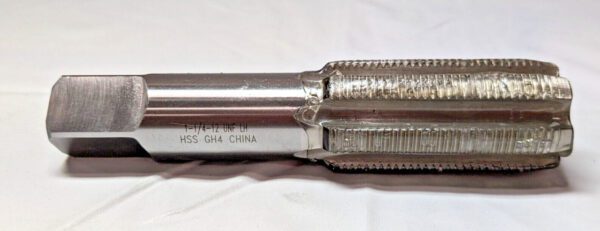Straight Flute Tap 1-1/4"-12 UNF HSS 4 Flute Plug Chamfer JY4919452