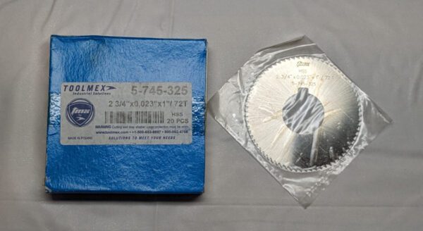 TOOLMEX Slitting Saw 2-3/4" 0.023" Thick 1" Arbor 72 Teeth HSS 5-745-325 *20PCS*