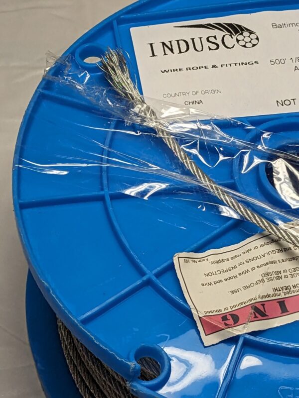 Indusco 1/8" Diam, Galvanized Steel Wire Rope, Approx. 500' WS-MH-WIRE-044