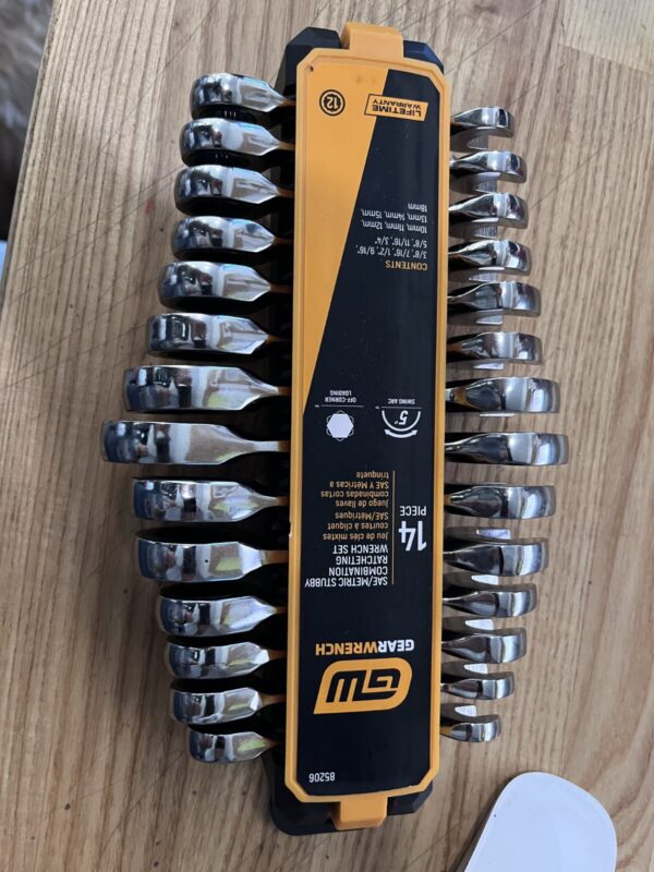 Gearwrench Combination Wrench Set: 14 Pc, 1/2 in - 9/16 in Wrench, Inch & Metric