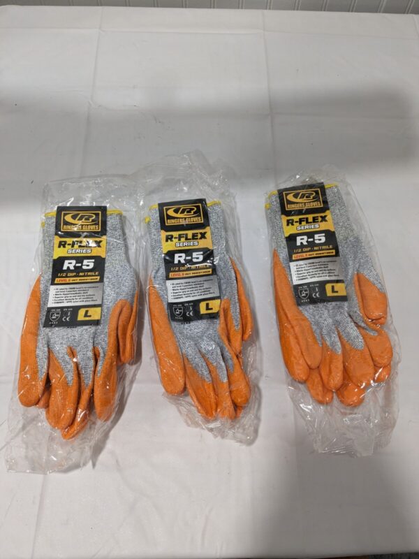 Ringers Gloves: R045, Size Large, ANSI Cut A3, Nitrile, HPPE Qty 3 Pairs 045-09