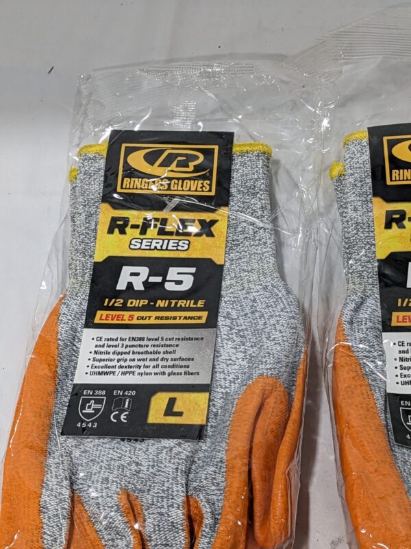 Ringers Gloves: R045, Size Large, ANSI Cut A3, Nitrile, HPPE Qty 3 Pairs 045-09