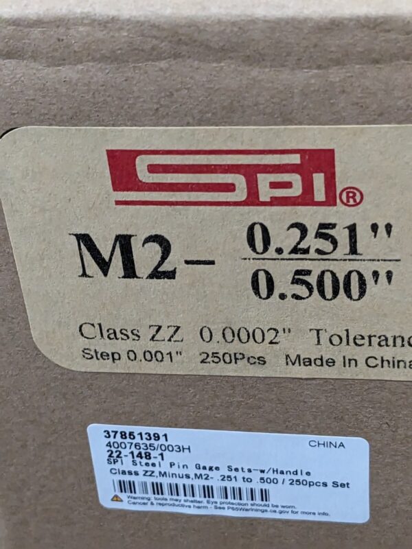 SPI Class ZZ Plug Gage Set: 0.251 to 0.5" Range, 249 Pc 22-148-1 INCOMPLETE