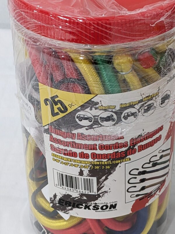 Erickson 25 Pk Bungee Cord Tie Down: S Hook, Non-Load Rated 06622