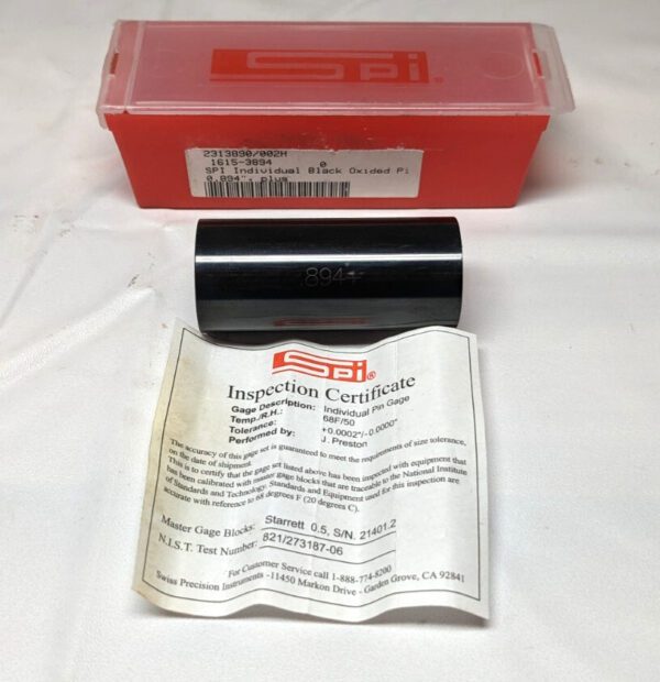 SPI Class ZZ Plus Plug Gage 0.8940"+ Dia 28-894-4