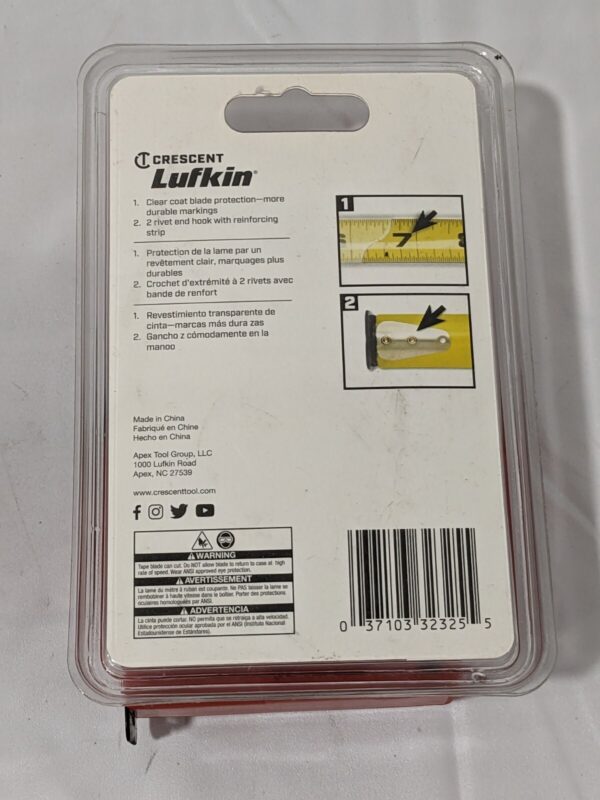 Crescent 1"x25' Hi-Viz Orange Yellow Clad Power Return Tape Measure Qty 2 L625N