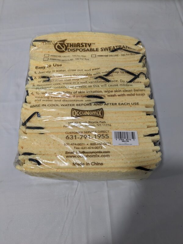 OccuNomix Value Cellulose Sweatbands Yellow, 100/Pack, SBX100