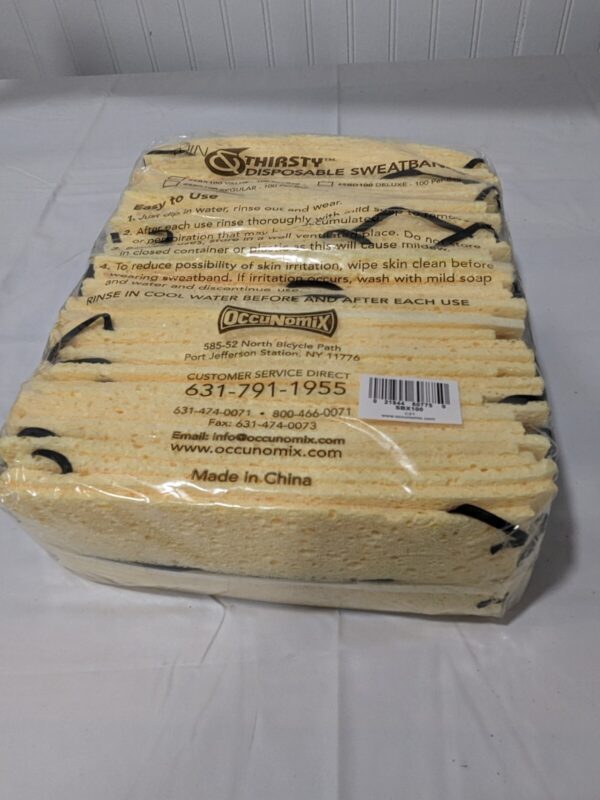 OccuNomix Value Cellulose Sweatbands Yellow, 100/Pack, SBX100