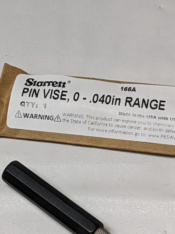 STARRETT .040" Capacity, Pin Vise 1/2" Body Diam 166A 50609