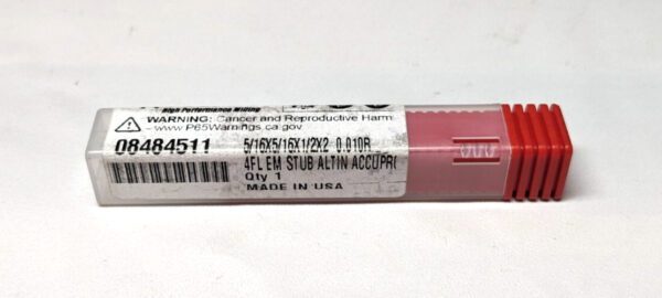 ACCUPRO Corner Radius Carbide End Mill 5/16" Dia 1/2" LOC 0.010"R 4FL 08484511