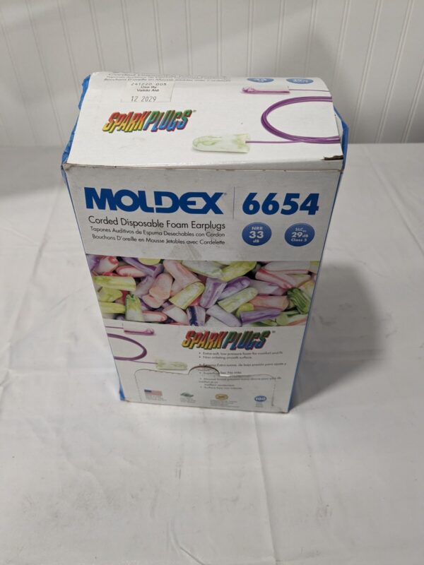 MOLDEX Earplugs: 33 dB, Non-PVC Foam, Bullet, Roll Down, Corded Qty 100 6654