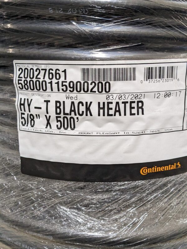 500 Ft of Continental HY-T Black Heater Hose 5/8 In ID 60 PSI Max 20027661