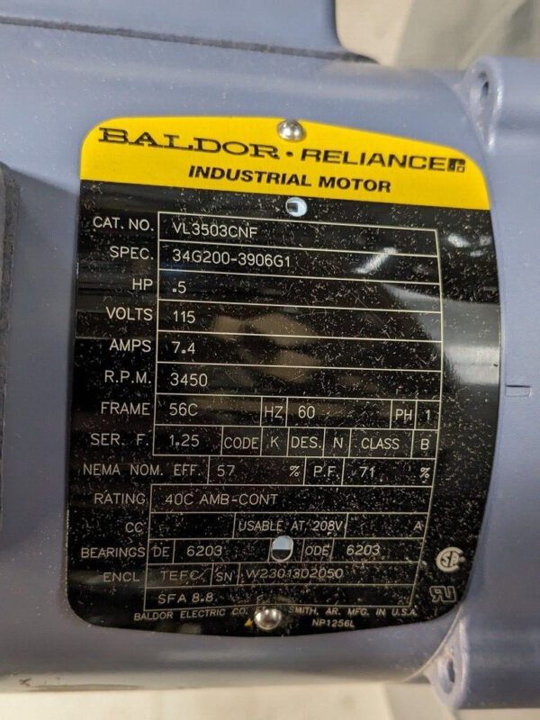 Baldor Dust Collector for Pedestal Mount Grinders 440 CFM 1/2 HP 115v DC7