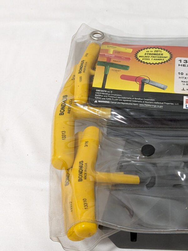 BONDHUS 10 Piece T-Handle Hex Key Set 13390
