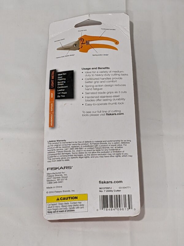 Fiskars 7 In. Stainless Steel Spring Action Utility Cutter 96137097J