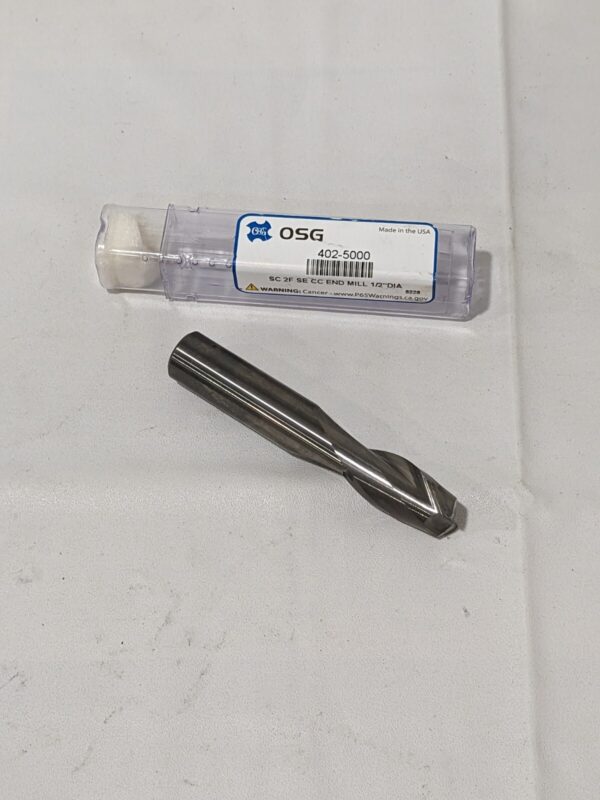 OSG Square End Mill: 1/2" Dia, 1" LOC, 2 Flute, Solid Carbide 402-5000