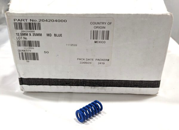 ASSOCIATED SPRING RAYMOND Die Spring 12.5mm x 6.3mm x 25mm Blue 50PC 2042040000