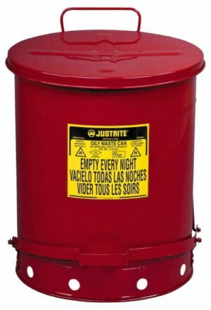 Justrite 14 Gallon Capacity, Galvanized Steel Disposal Can 09500