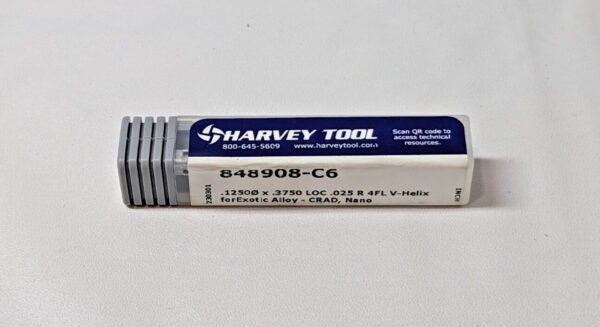 Harvey Tool Corner Radius Carbide End Mill 1/8" Dia X 3/8" LOC 4FL 848908-C6