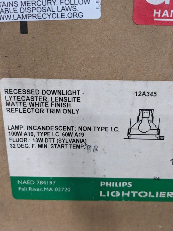 Lightolier Recessed Downlight Matte White Finish 1126