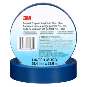 3M General Purpose Vinyl Tape 764, Blue, 1 in x 36 yd QTY 12