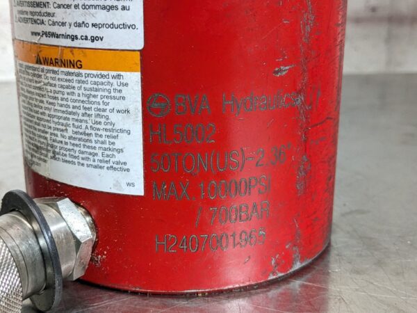 BVA Low Profile Hydraulic Cylinder 50 Ton Capacity HL5002 Parts / Repair