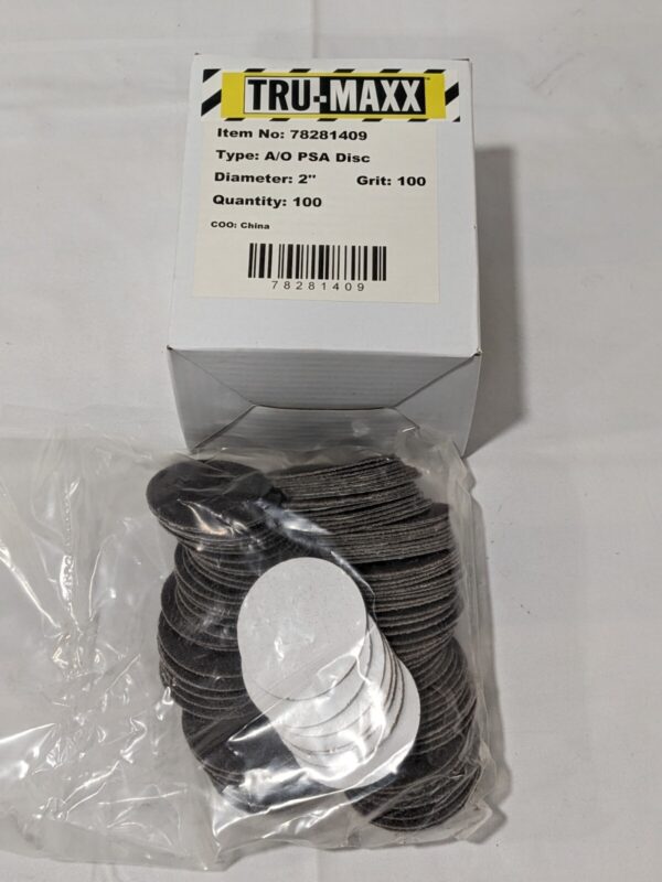 TRU-MAXX 2" Dia PSA Disc: 100 Grit, Aluminum Oxide Qty 100 78281409