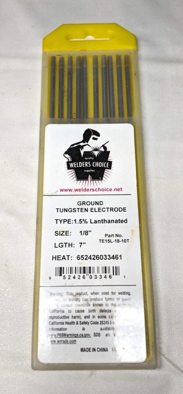 WELDER'S CHOICE TIG Welding Rod 7" OAL 1/8" Dia Tungsten *10 Pack* TE15L-18-10T
