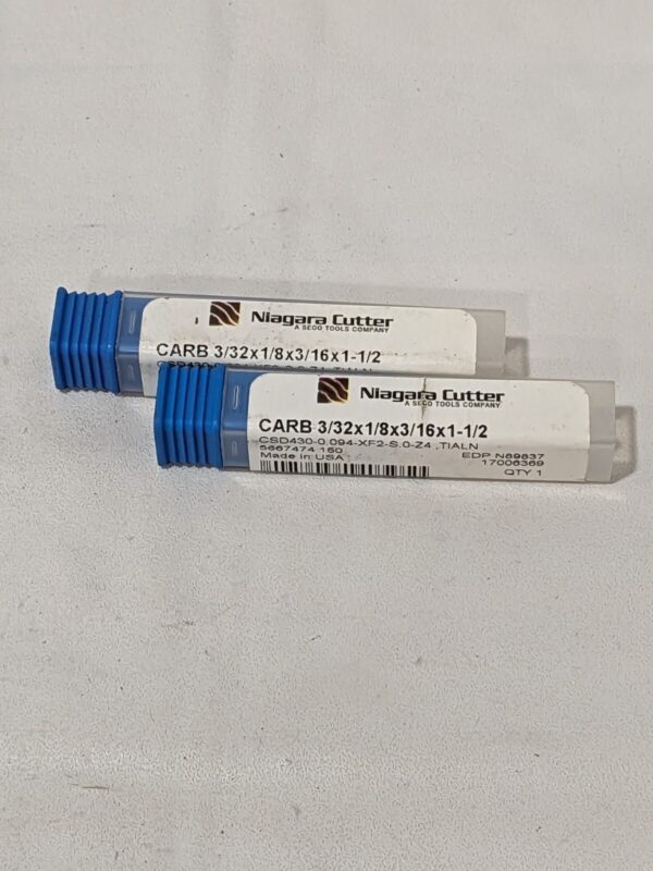 Niagara Double Ended Square End Mill 3/32X1/8X3/16X1-1/2 Qty 2 N89837