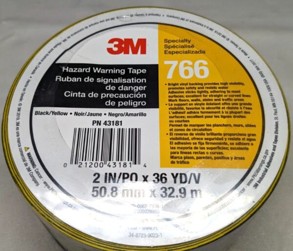 3M Warning Tape 766 Vinyl 2" x 108ft x 5 mil Thick *QTY 3 Rolls (324')* 43181
