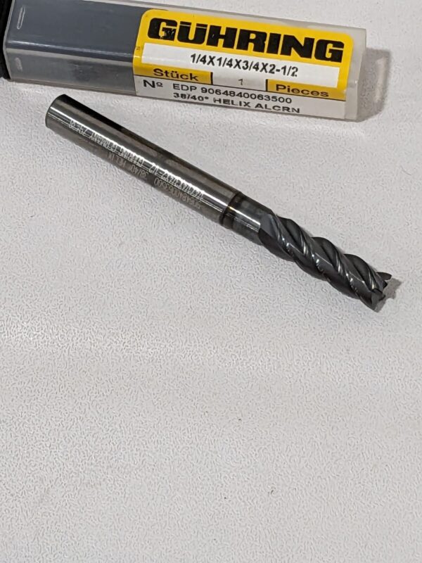 GUHRING Corner Chamfer End Mill: 1/4" Dia, 3/4" LOC, 4 Flute 9064840063500