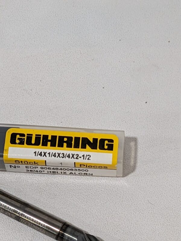 GUHRING Corner Chamfer End Mill: 1/4" Dia, 3/4" LOC, 4 Flute 9064840063500