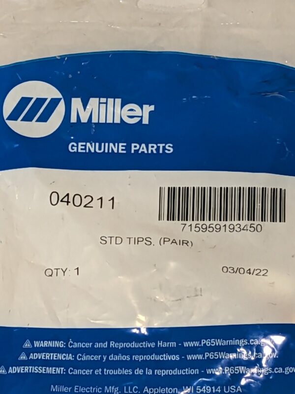 MILLER ELECTRIC Standard Spot Welder Tip For TT 6, TT 9 and G 7, 1 Pair 040211