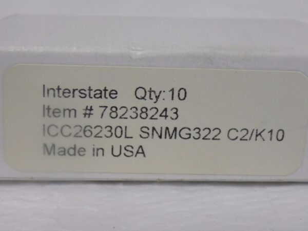 Interstate Carbide Turning Inserts SNMG322 Grade I22 #78238243