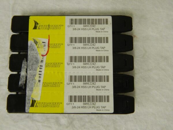 Interstate Standard Hand Tap 3/8-24 UNF H3 4FL HSS Straight Flute 5PK #JY4912242