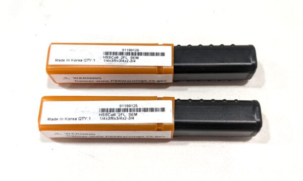 HERTEL Square End Mill Cobalt 2FL 1/4"Dia x 3/4"LOC x 3/8"Shank *QTY 2* 91199125