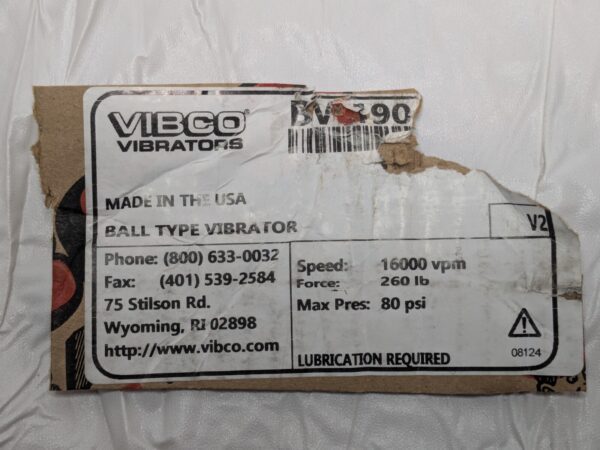 Vibco Pneumatic Ball Vibrator 260 Lb. Force 16000 RPM 80 PSI BV-190