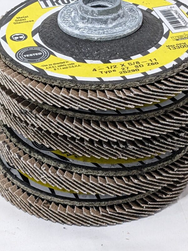 TRU-MAXX Flap Disc: 4-1/2" Dia, 60 Grit, ZA, Type 27 Qty 5 66254443450