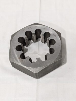 Hex Rethreading Die: 2-1/2-12, Right Hand, Carbon Steel 365-2326