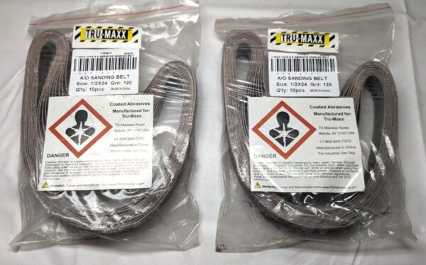 TRU-MAXX Sanding Belt 1/2" W x 24" OAL 120 Grit 7067 *QTY 2 10packs (20pcs)*