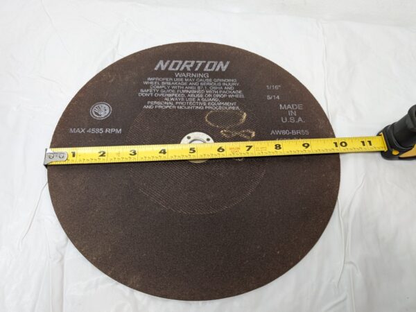 Norton 10" Aluminum Oxide Cutoff Wheel 80G 1/16" Thick X 5/8" Arbor 66253340051