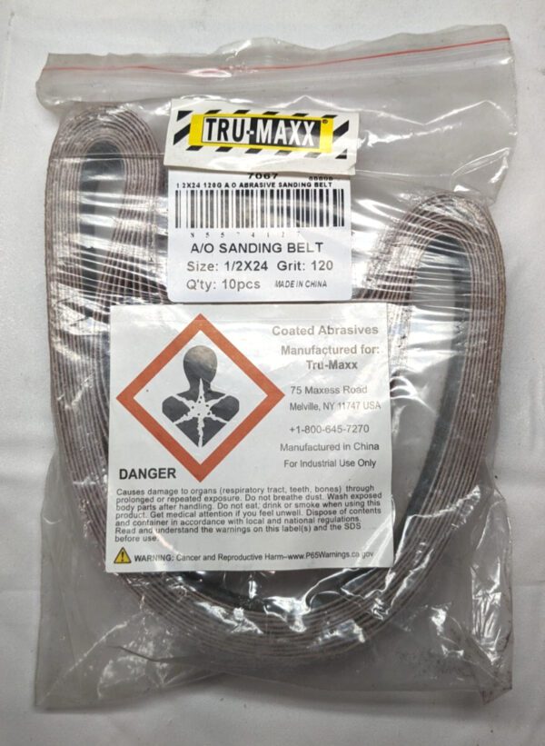 TRU-MAXX Sanding Belt 1/2" W x 24" OAL 120 Grit 7067 *QTY 2 10packs (20pcs)*