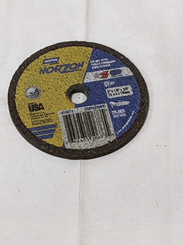 NORTON Cutoff Wheel: Type 1, 3" Dia, 1/8" Thick, 3/8" Hole 66243510673