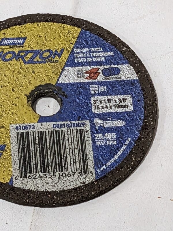 NORTON Cutoff Wheel: Type 1, 3" Dia, 1/8" Thick, 3/8" Hole 66243510673